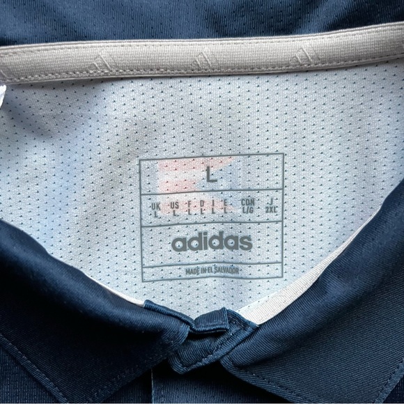 Adidas Polo Shirt Navy Blue North America Flags Print Mazda Logo Men’s Large - Picture 3 of 13